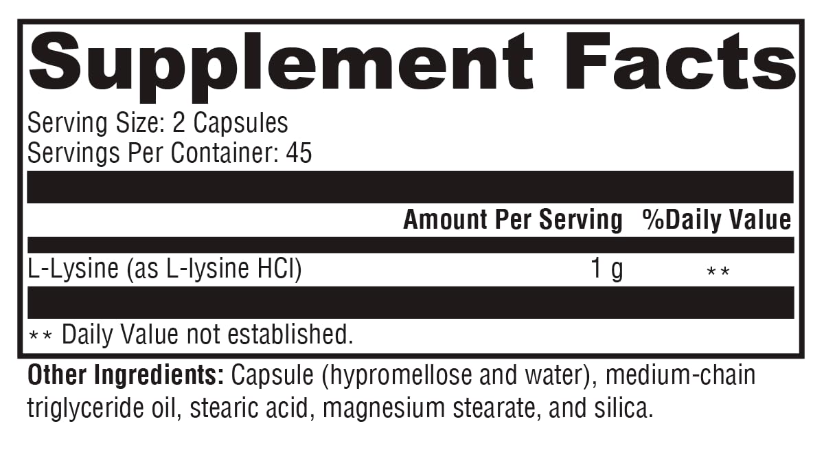 XYMOGEN L-Lysine 1000mg capsules container on shelf for everyday supplementation.