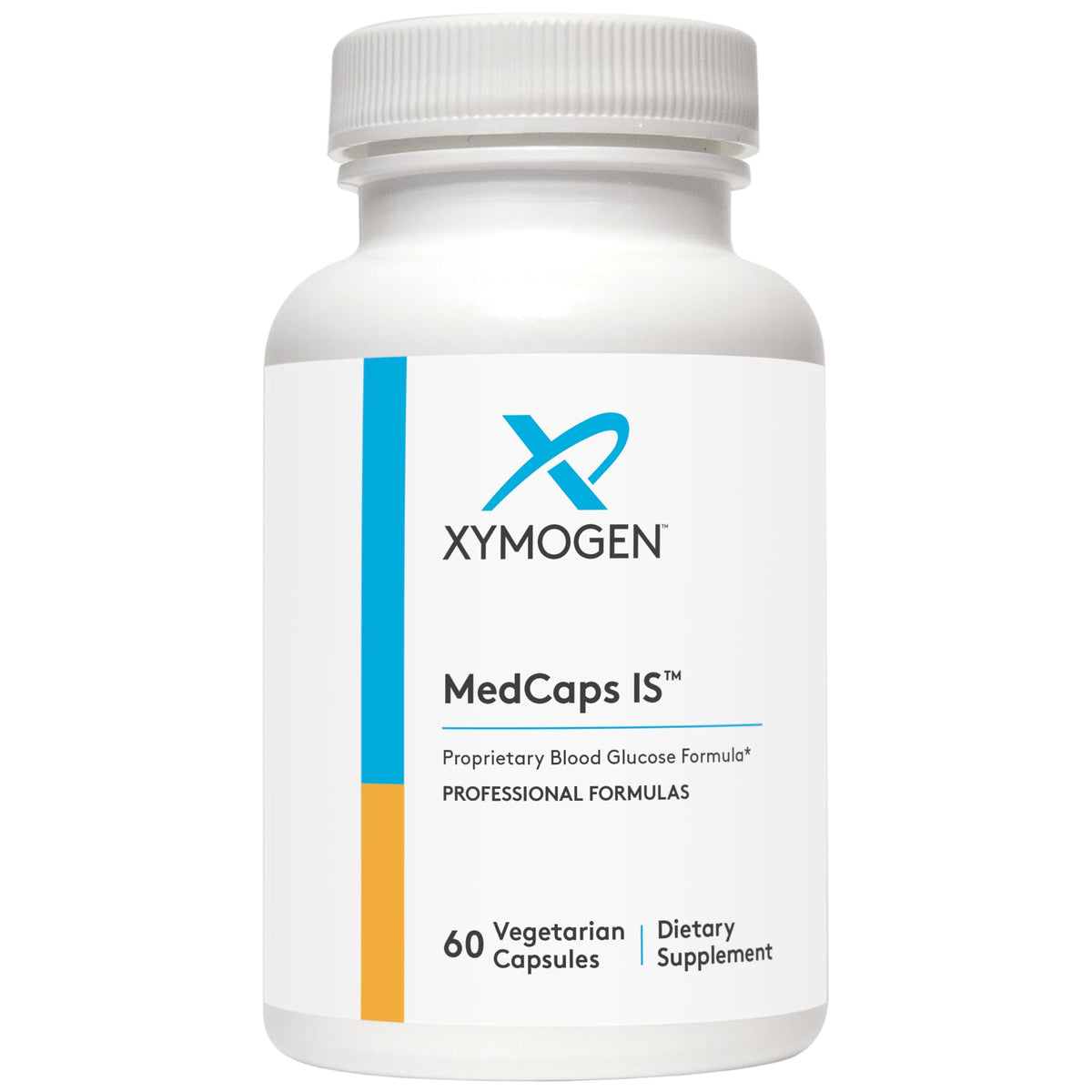 Xymogen MedCaps bottle front view highlighting herbal and nutrient support for metabolic health.