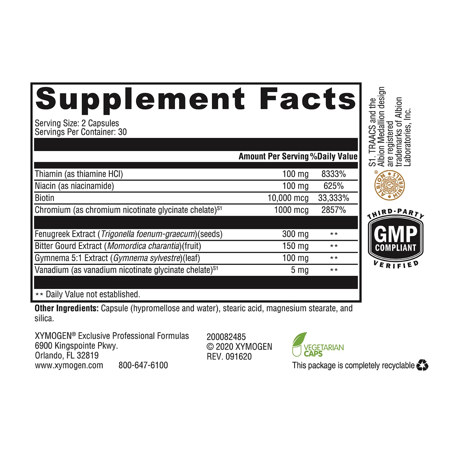 Xymogen MedCaps chromium and B vitamins focus for lipid-friendly support.