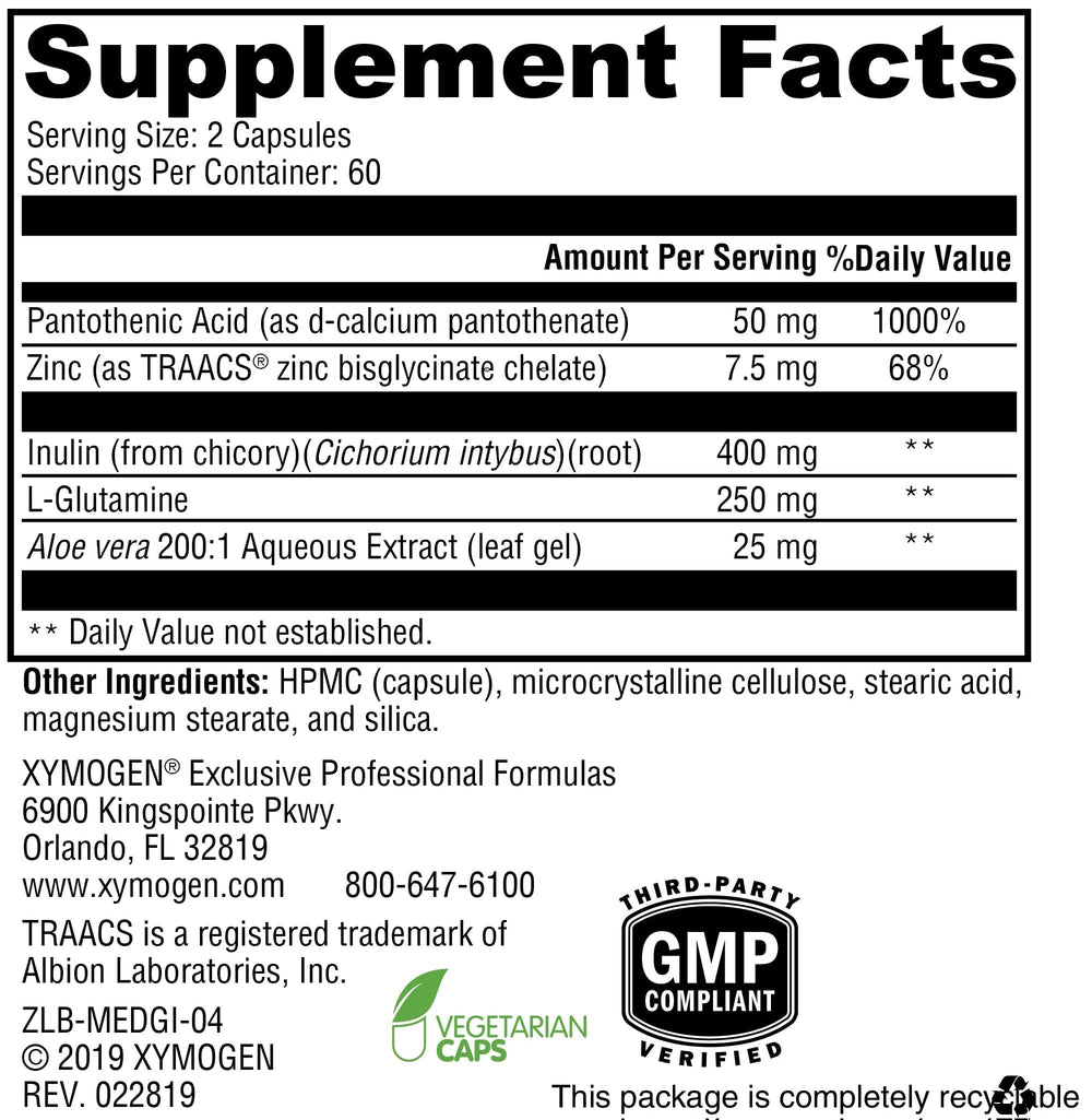 XYMOGEN MedCaps GI bottle pour for easy daily gut health routine.