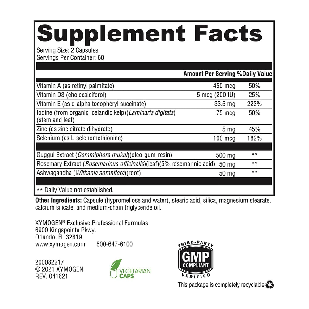 Xymogen MedCaps T3 capsules close-up showing small, easy-to-swallow pills