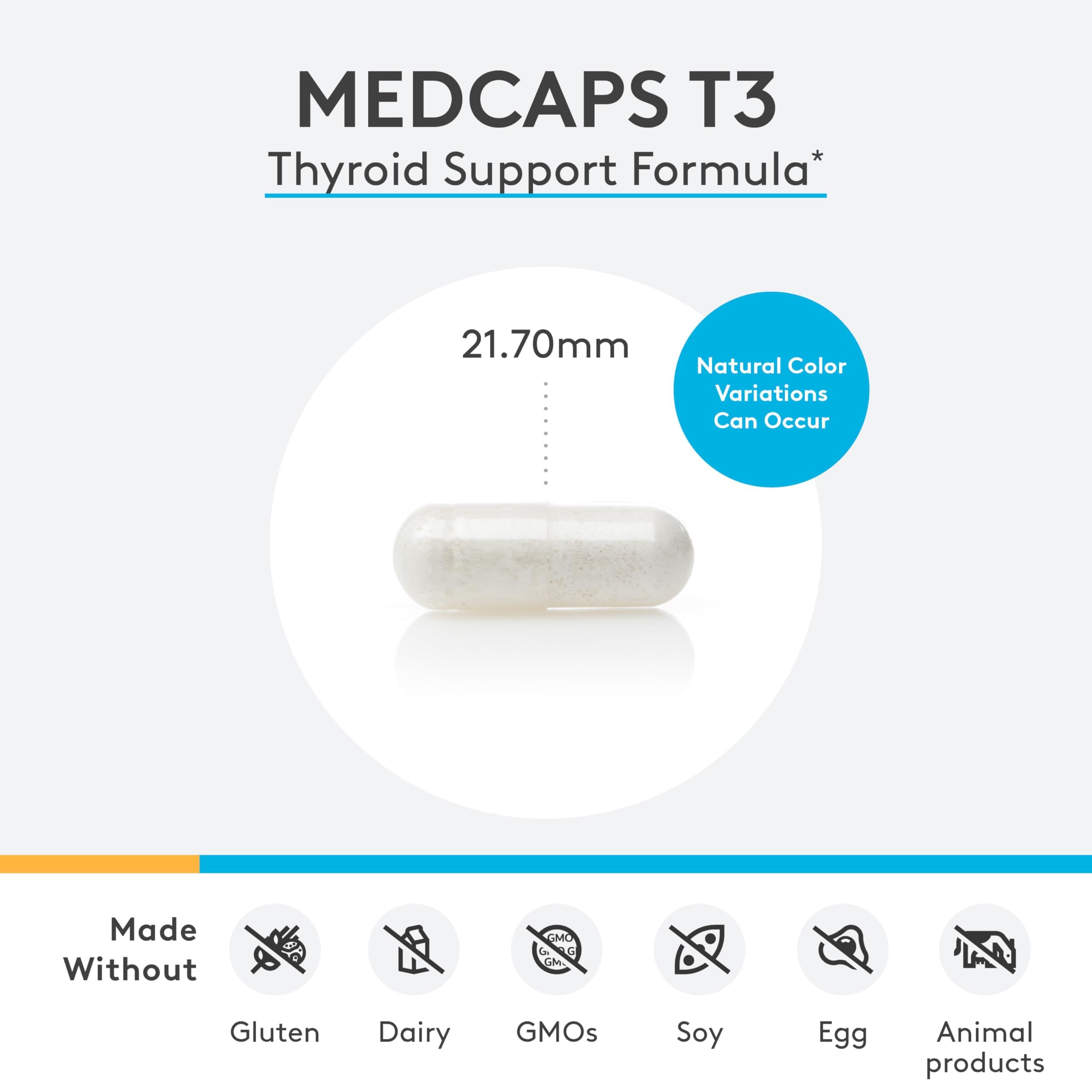 Xymogen MedCaps T3 ingredient label highlights key thyroid-supporting nutrients
