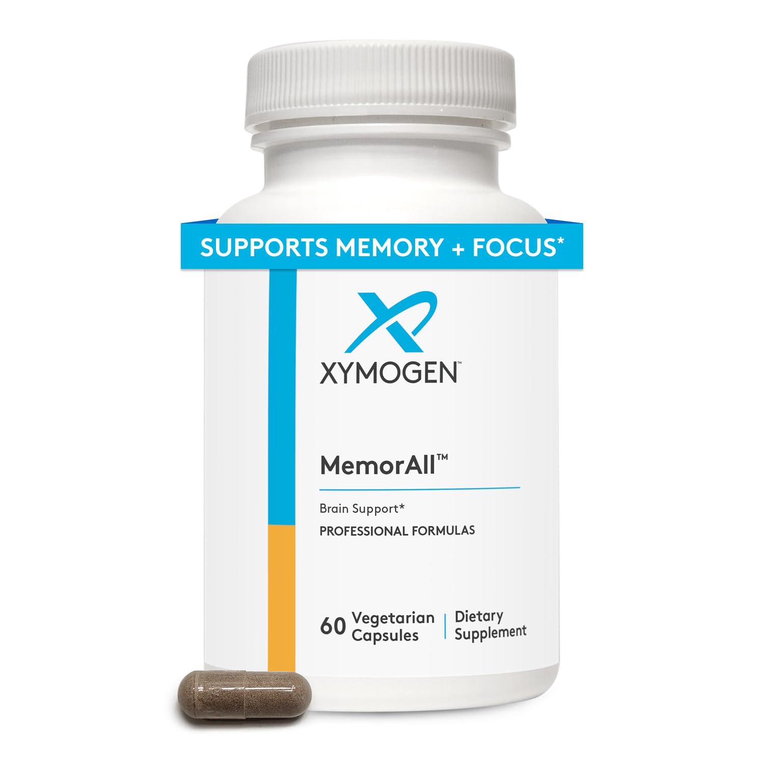 Xymogen MemorAll bottle front view with capsules for daily brain support.