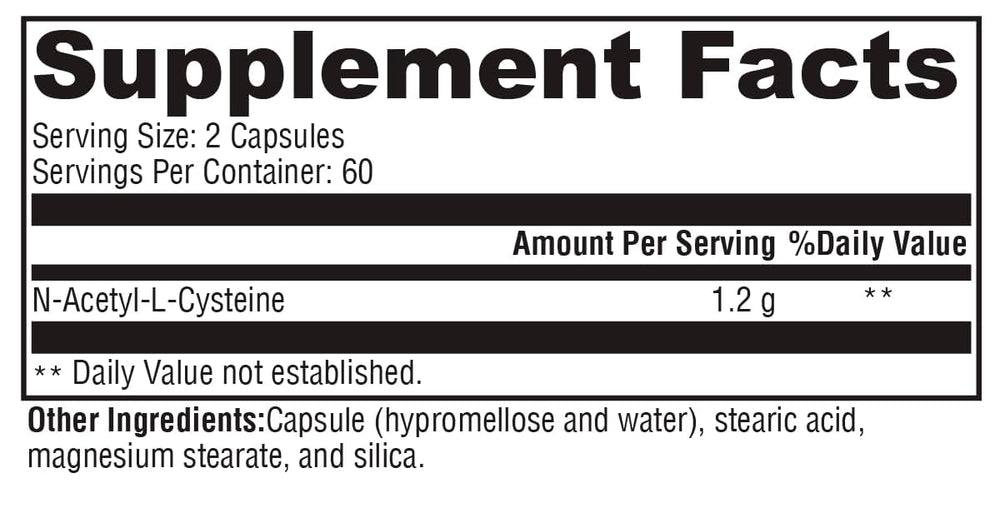 XYMOGEN N-Acetyl-Cysteine 600mg capsules close up showing easy to swallow form.