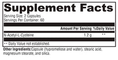 XYMOGEN N-Acetyl-Cysteine 600mg capsules close up showing easy to swallow form.