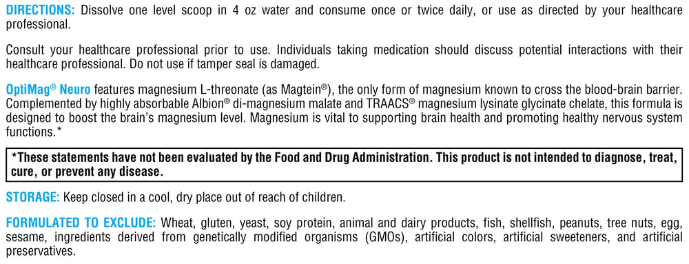 Label closeup highlighting Magtein and chelated magnesium forms