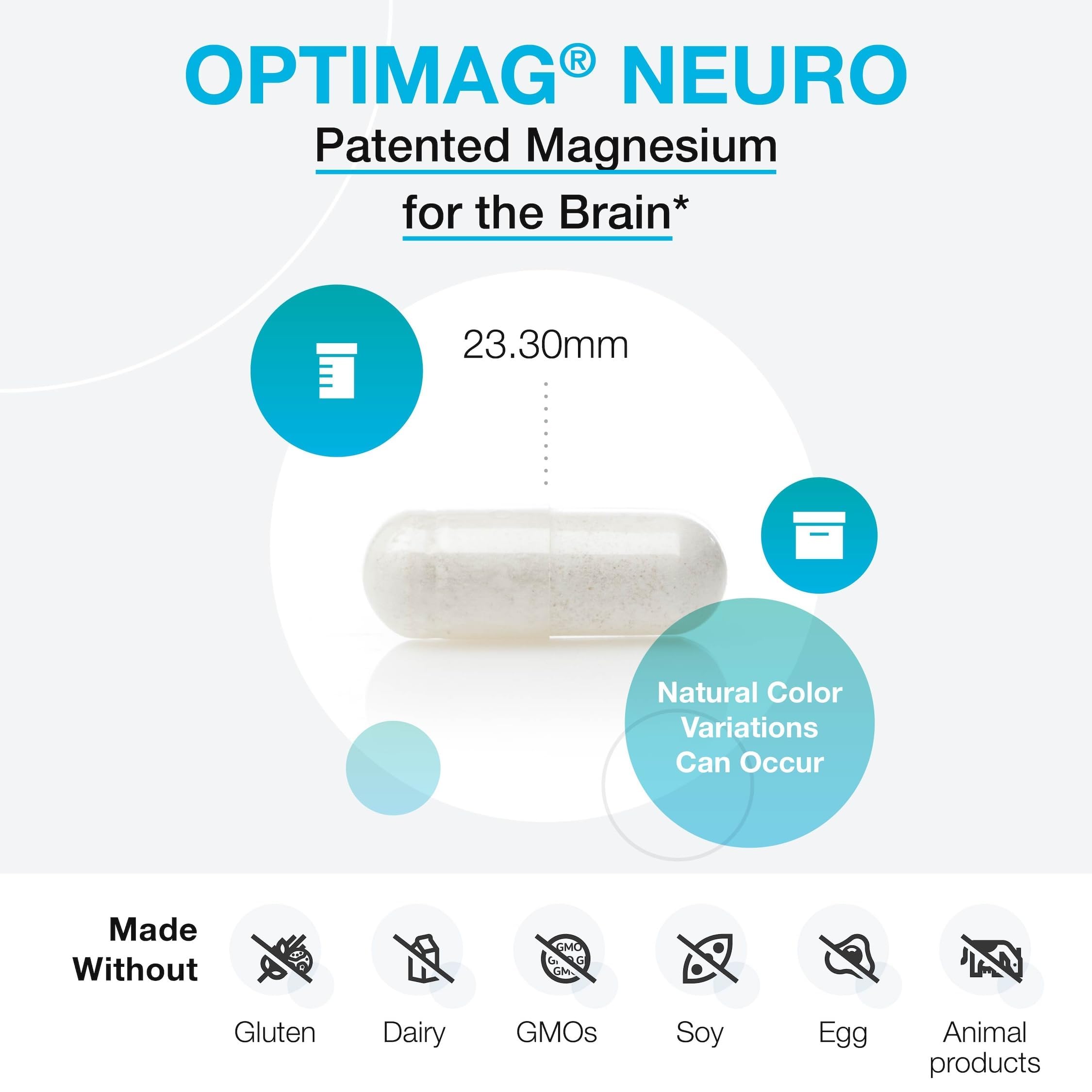 Glass of water beside OptiMag Neuro bottle suggests easy daily use.