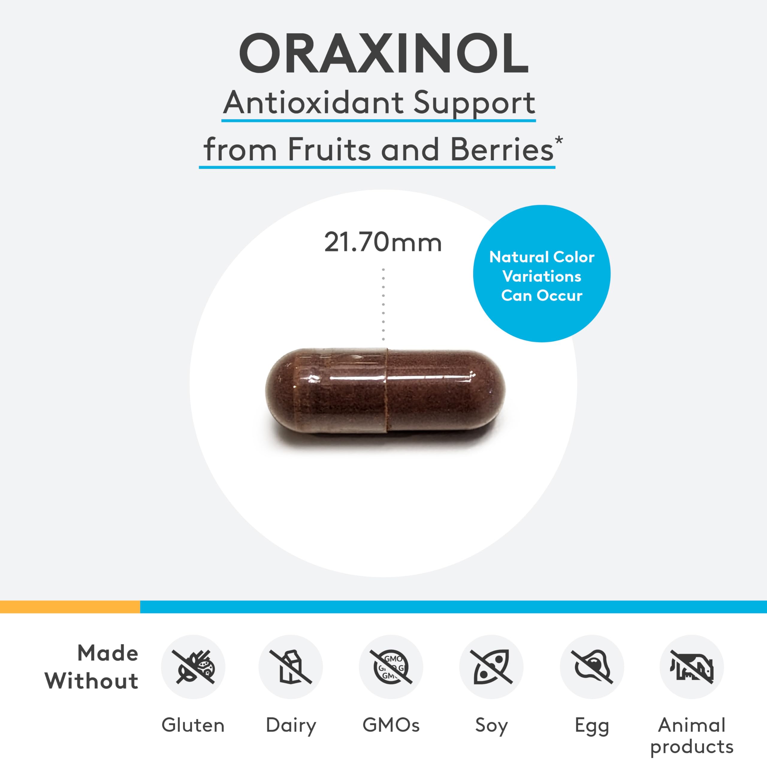 XYMOGEN Oraxinol bottle label highlighting vegan, gluten-free, non-GMO quality
