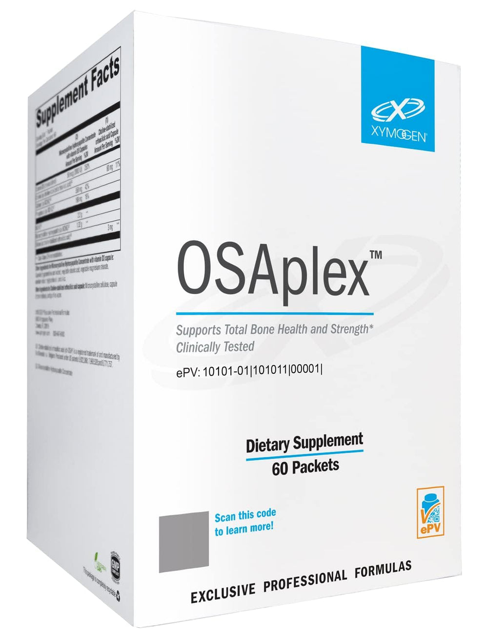 XYMOGEN OSAplex bottle front showcases the bone-support formula for daily use.