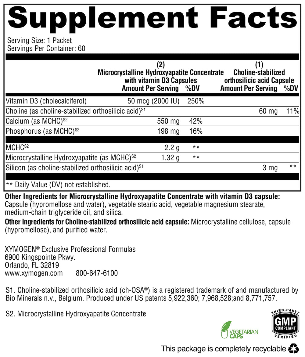 XYMOGEN OSAplex packets collection illustrates a two-product approach for bone maintenance.