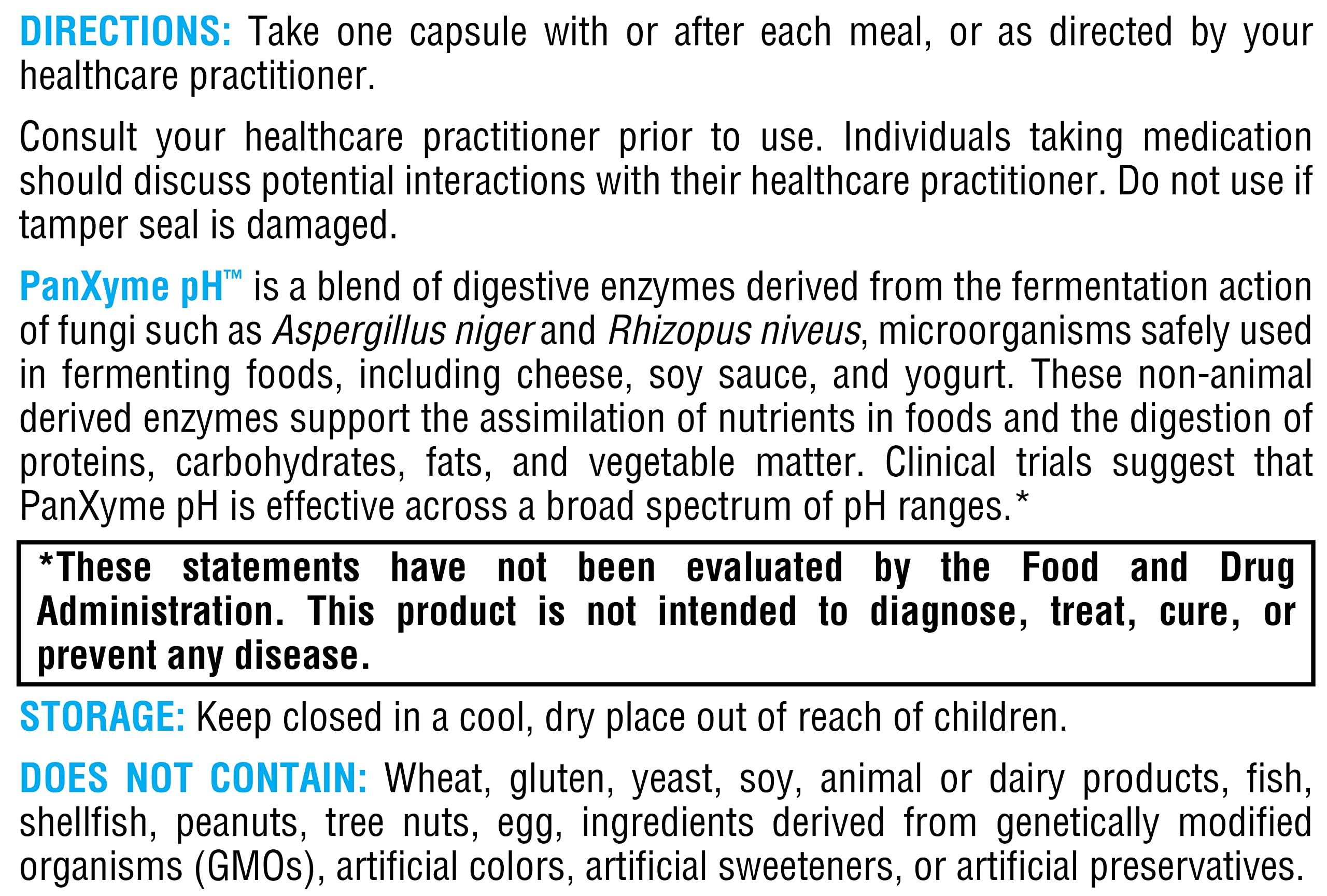 XYMOGEN PanXyme pH allergen-free symbol confirming wheat-free gluten-free ingredients