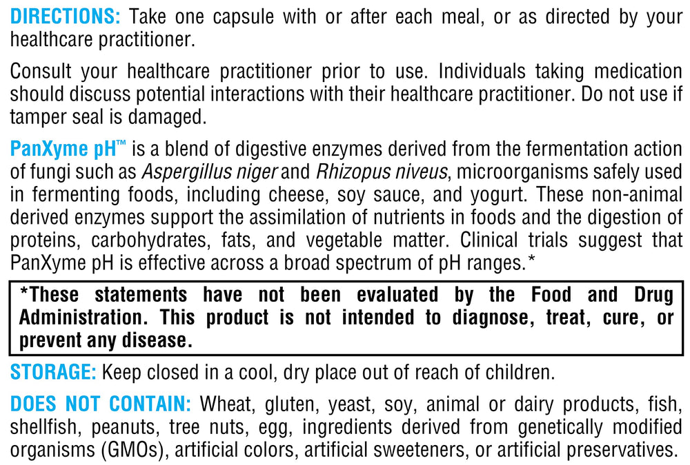 XYMOGEN PanXyme pH allergen-free symbol confirming wheat-free gluten-free ingredients