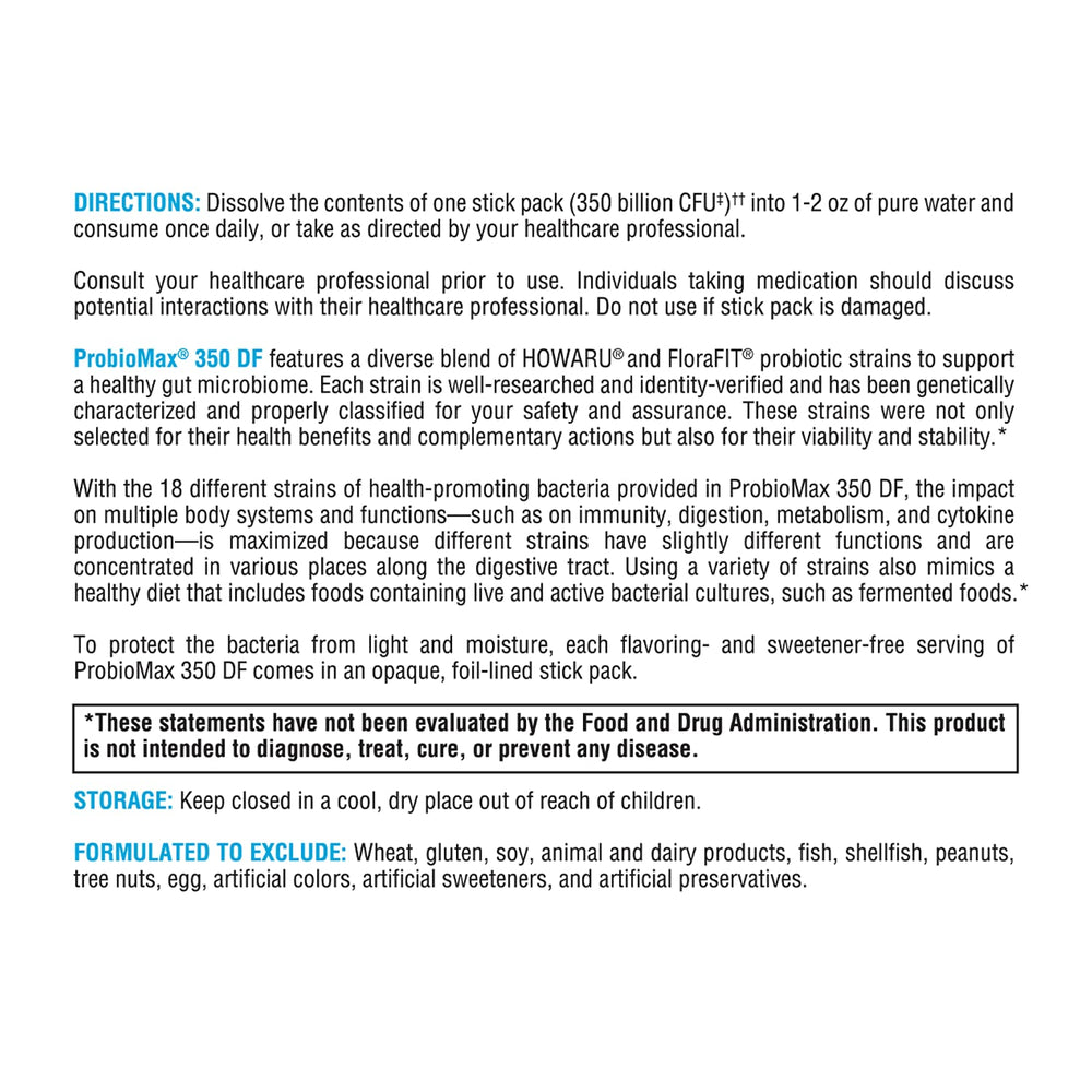 XYMOGEN ProbioMax Complete 350B label closeup emphasizes opaque, foil-lined packaging.
