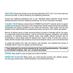 XYMOGEN ProbioMax Complete 350B label closeup emphasizes opaque, foil-lined packaging.