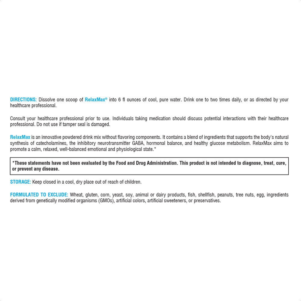 Xymogen RelaxMax no-GMO label emphasizing clean, trusted formulation.