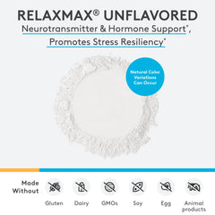 Xymogen RelaxMax measuring scoop highlighting easy-dose convenience.