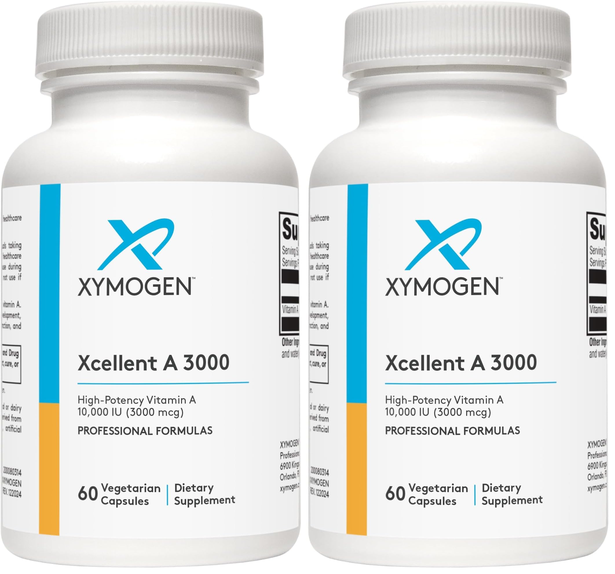 XYMOGEN Xcellent A bottle front highlighting high-potency vitamin A for immune support.
