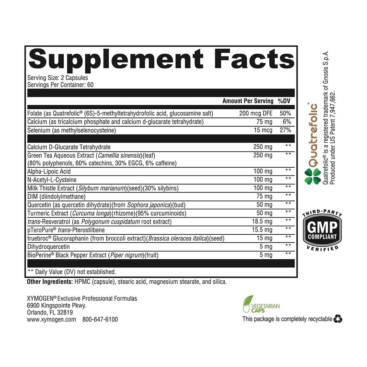 Calcium D-glucarate listed among detox nutrients in the formula.