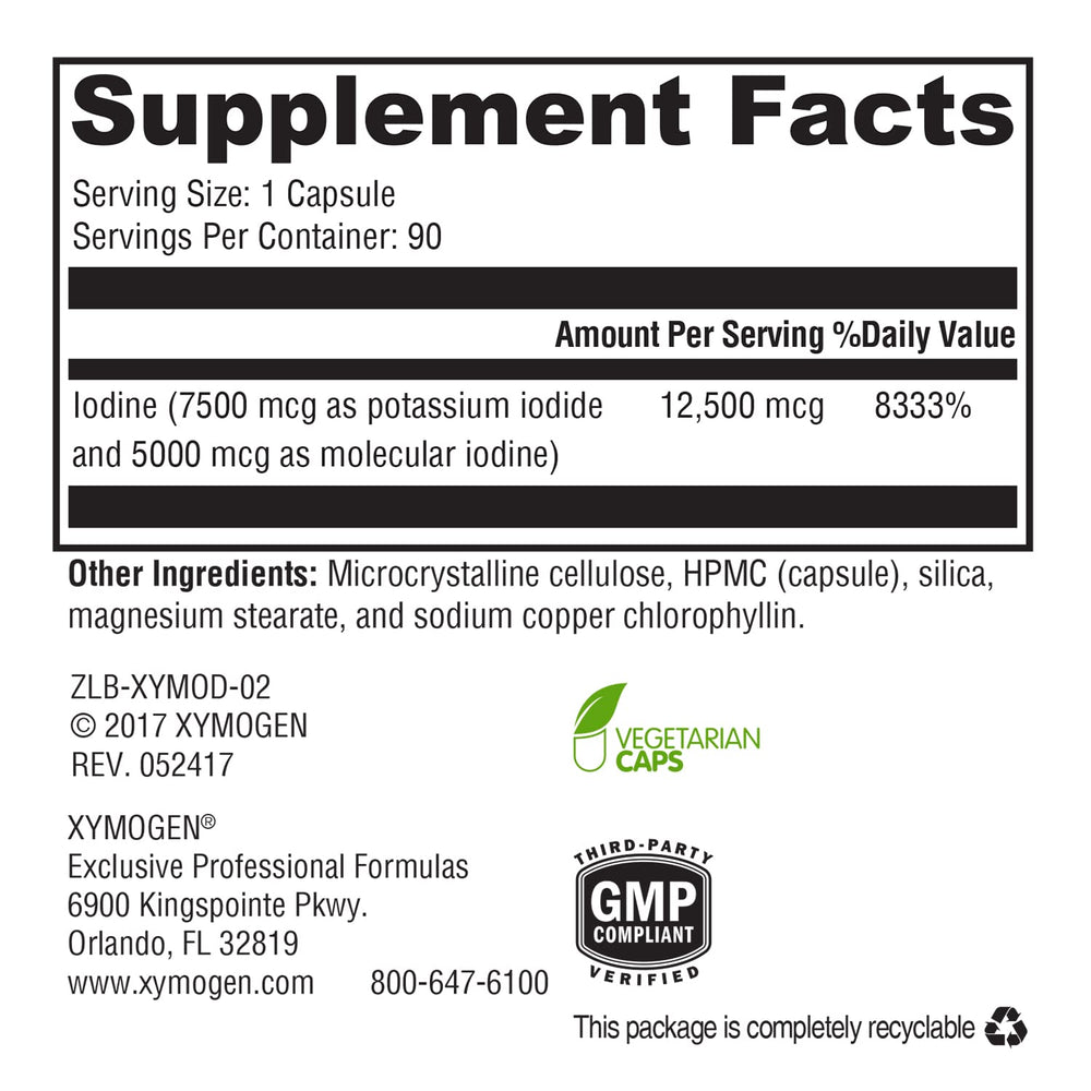 XYMOGEN XymoDine bottle side easy to swallow vegetarian capsule design