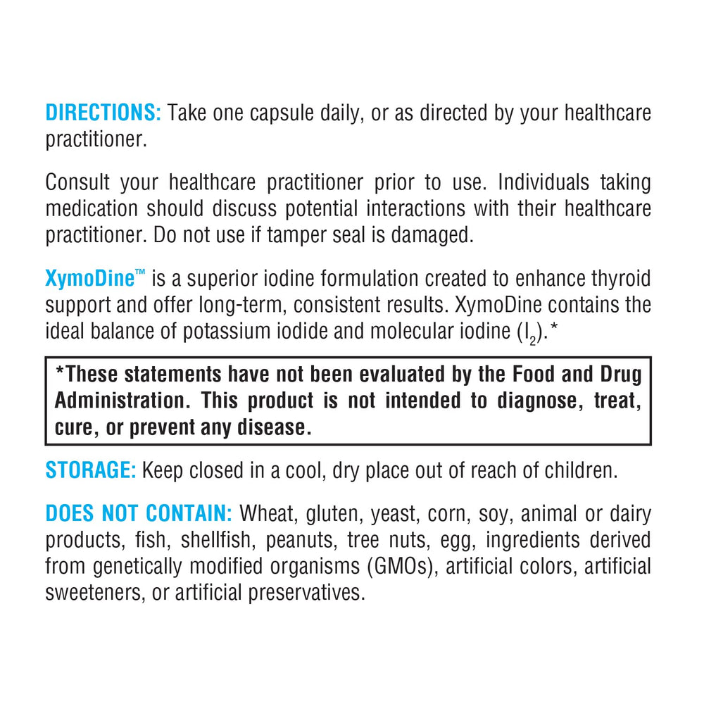 XYMOGEN XymoDine packaging flatlay shows long term thyroid support theme