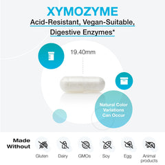 XYMOGEN XymoZyme label detail showing acid resistance information