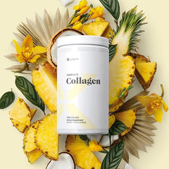 Xyngular Complete Collagen close-up showing multi-source peptides supporting flexible joints.