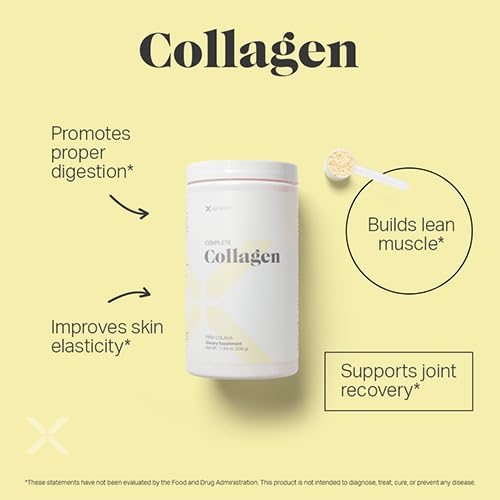 Xyngular Complete Collagen powder scoop ready to blend into smoothies for hydration.