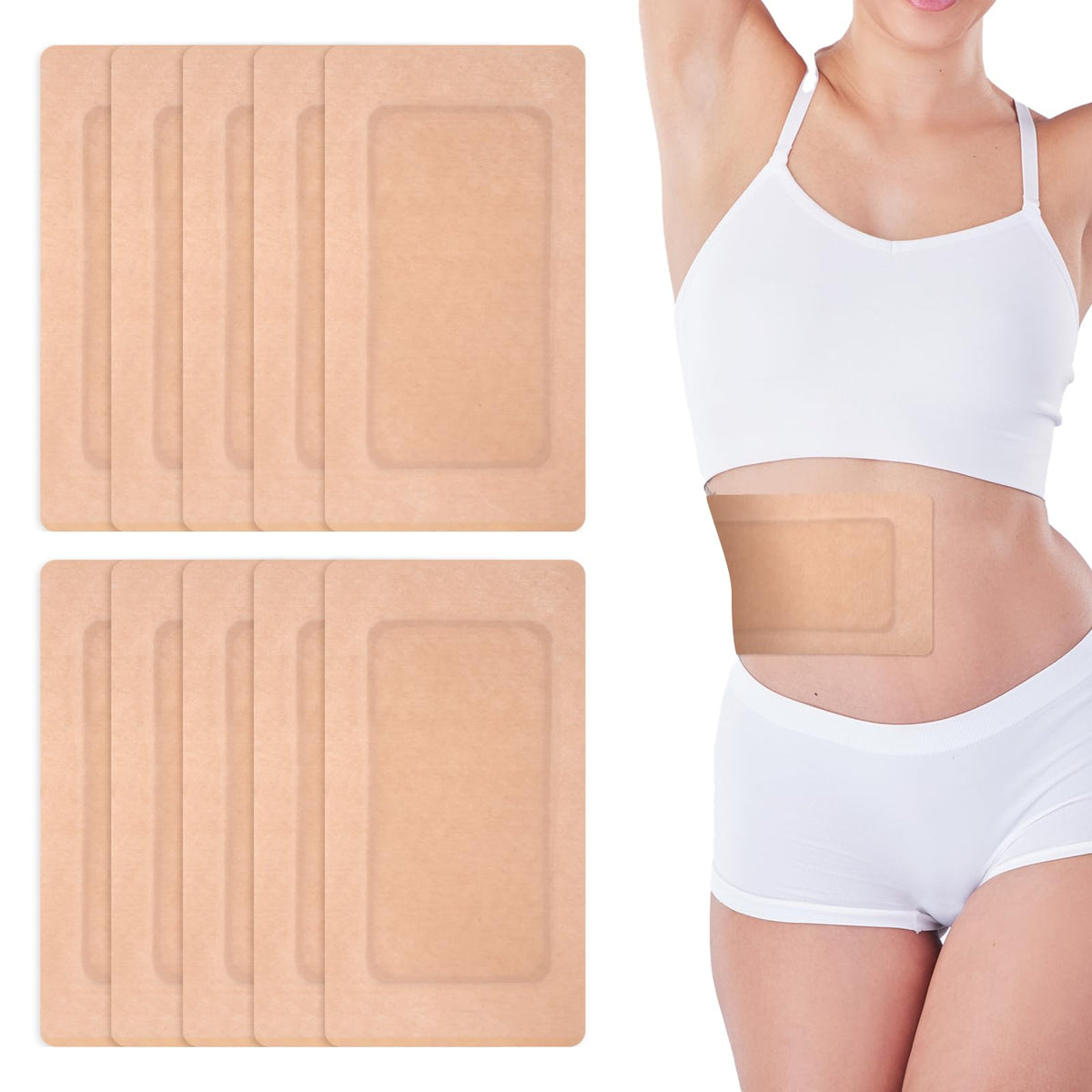 Xyulaan castor oil patch for stomach in white, convenient self-adhesive wrap for easy use.