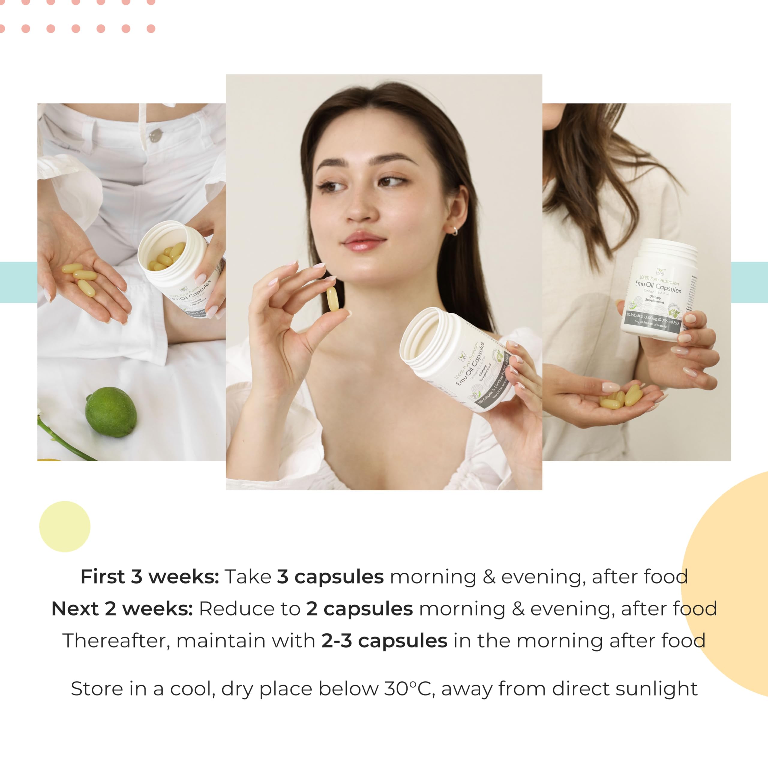 Y Not Natural Emu Oil Capsules label highlights strength and key ingredients