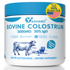 YAAHARO bovine colostrum bottle shows high IgG potential for immune support