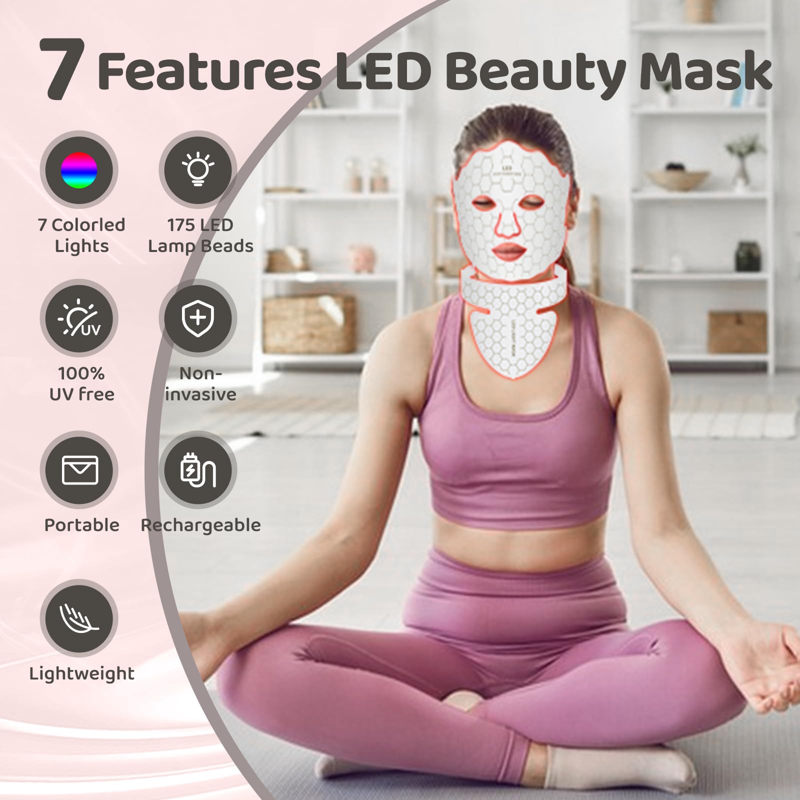 Yahi seven-color LED mask for customizable facial and neck light therapy