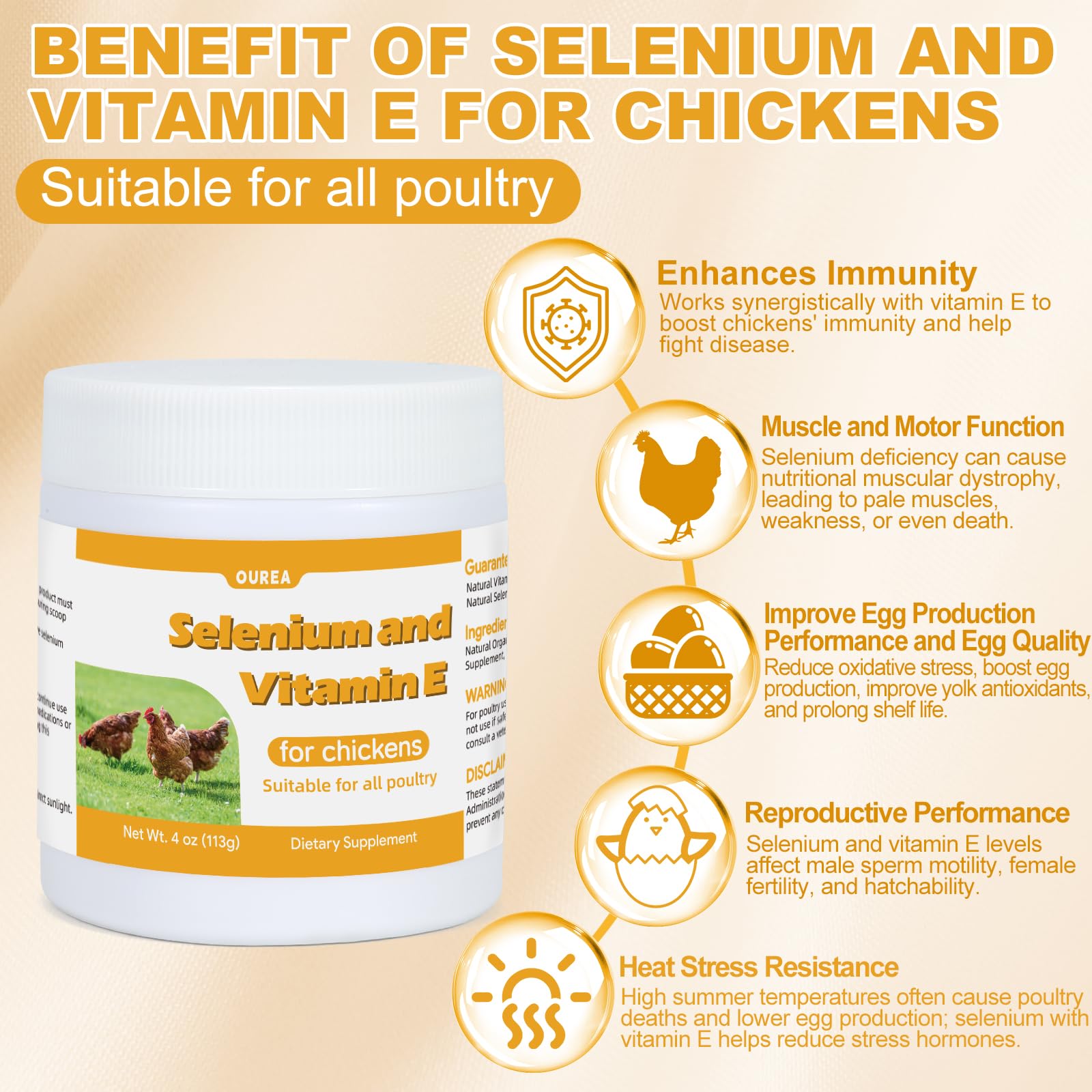 Pour action of Yakucho E+S Poultry Vitality Formula into a feeder for even mix.