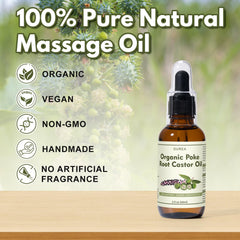 Scene demonstrates lymphatic massage using Yakucho poke root castor oil.