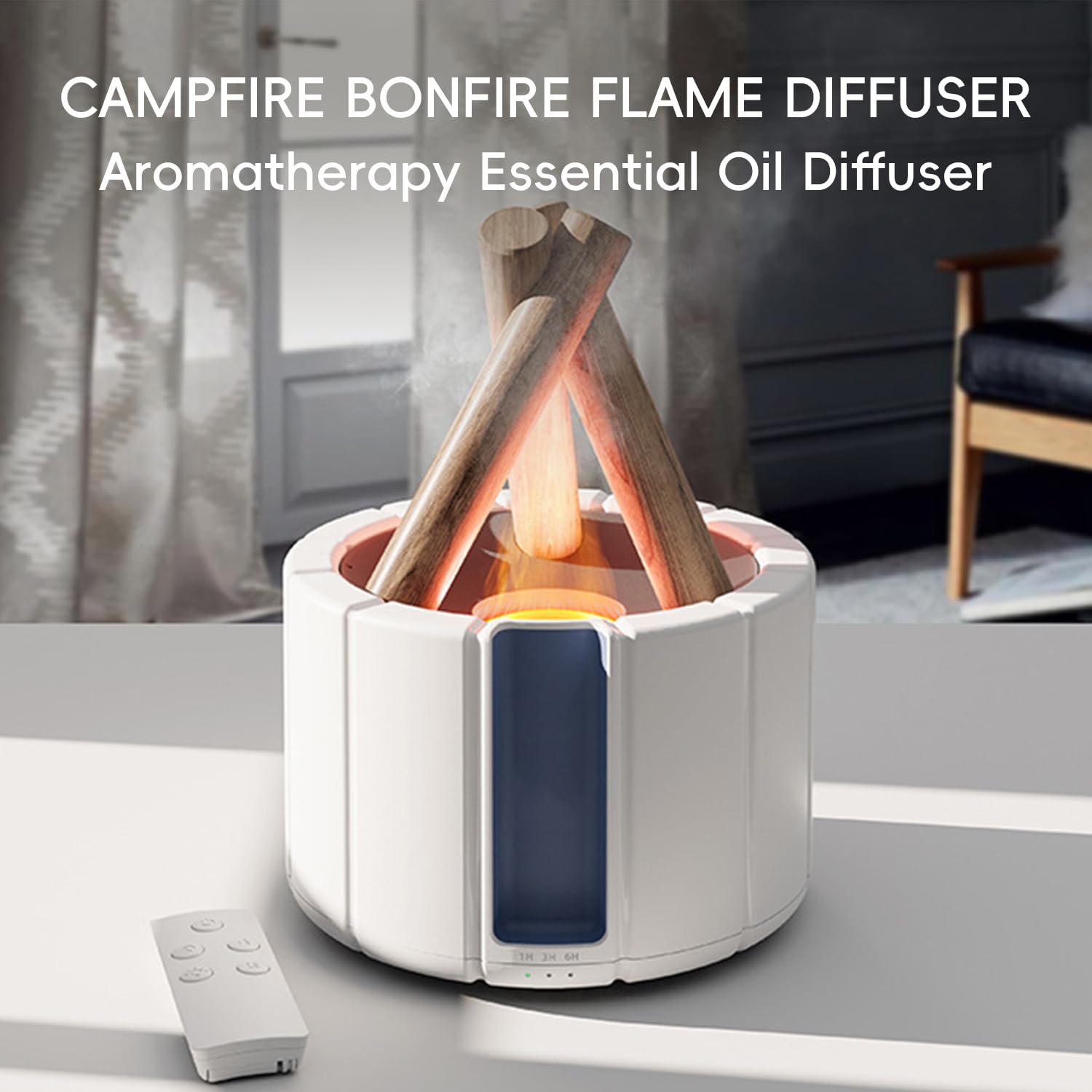 Yaledi Campfire Flame Diffuser side view with soft illumination