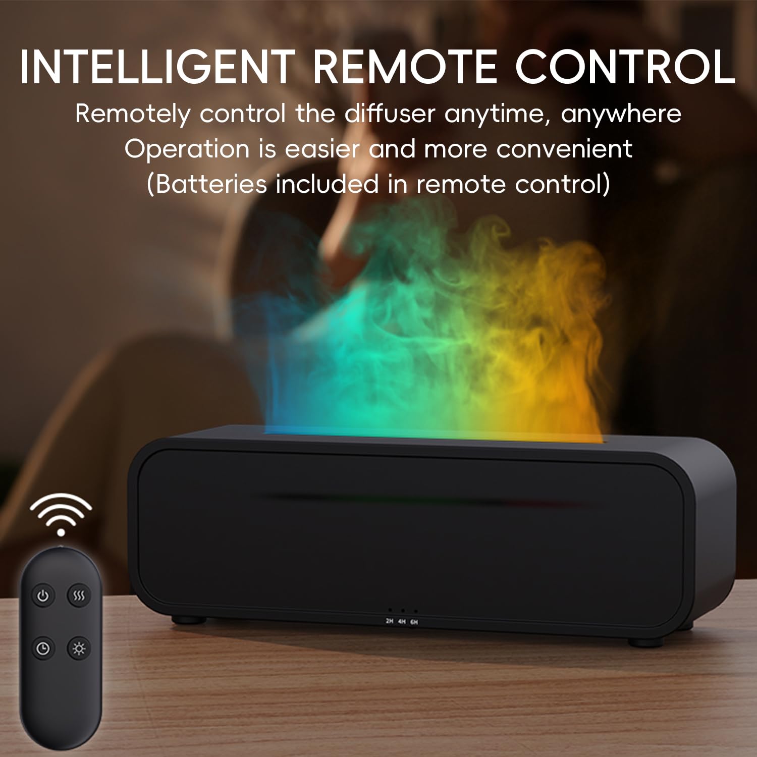 Yaledi diffuser timing function lets you schedule aroma and light effects.