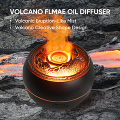 Yaledi Volcano Fire Diffuser mist with dynamic flame effect and color-changing lights.