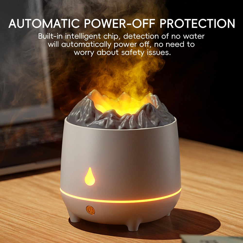 Yaledi Volcano Flame Diffuser operates quietly for sleep or work.