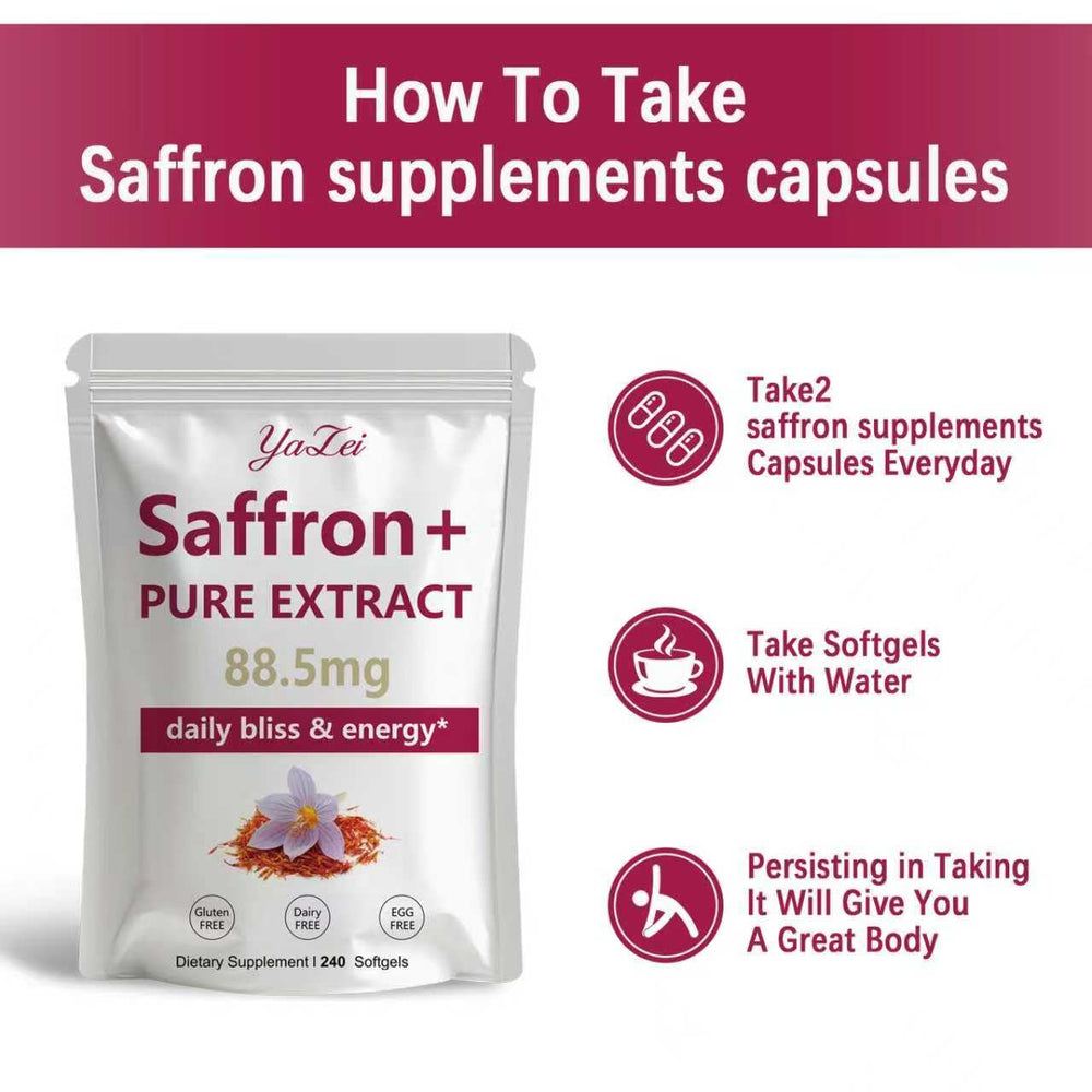 Yalei saffron extract ingredients list highlights saffron, turmeric, and plant extracts.