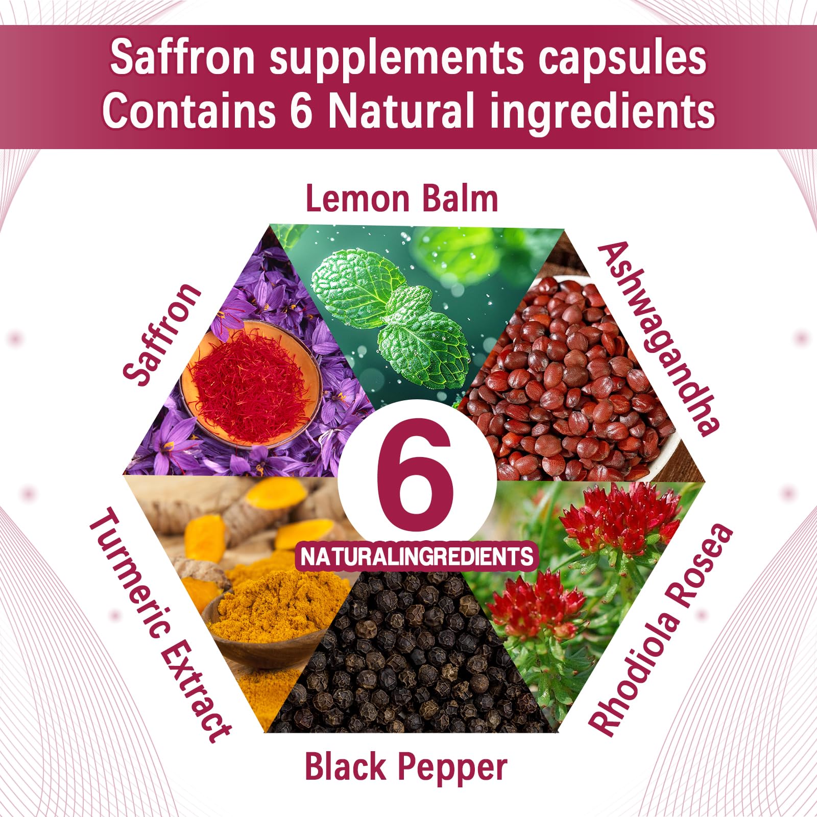 Yalei saffron extract label close-up with key ingredients and vegan formulation.