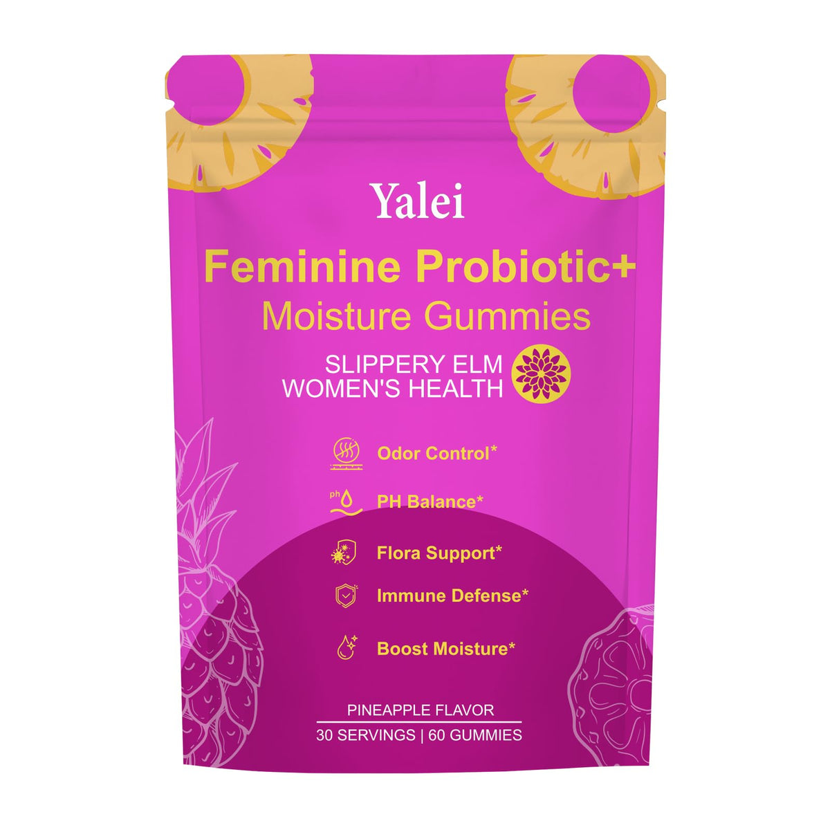 Yalei Slippery Kitty Gummies pineapple bottle ready for daily probiotic support.