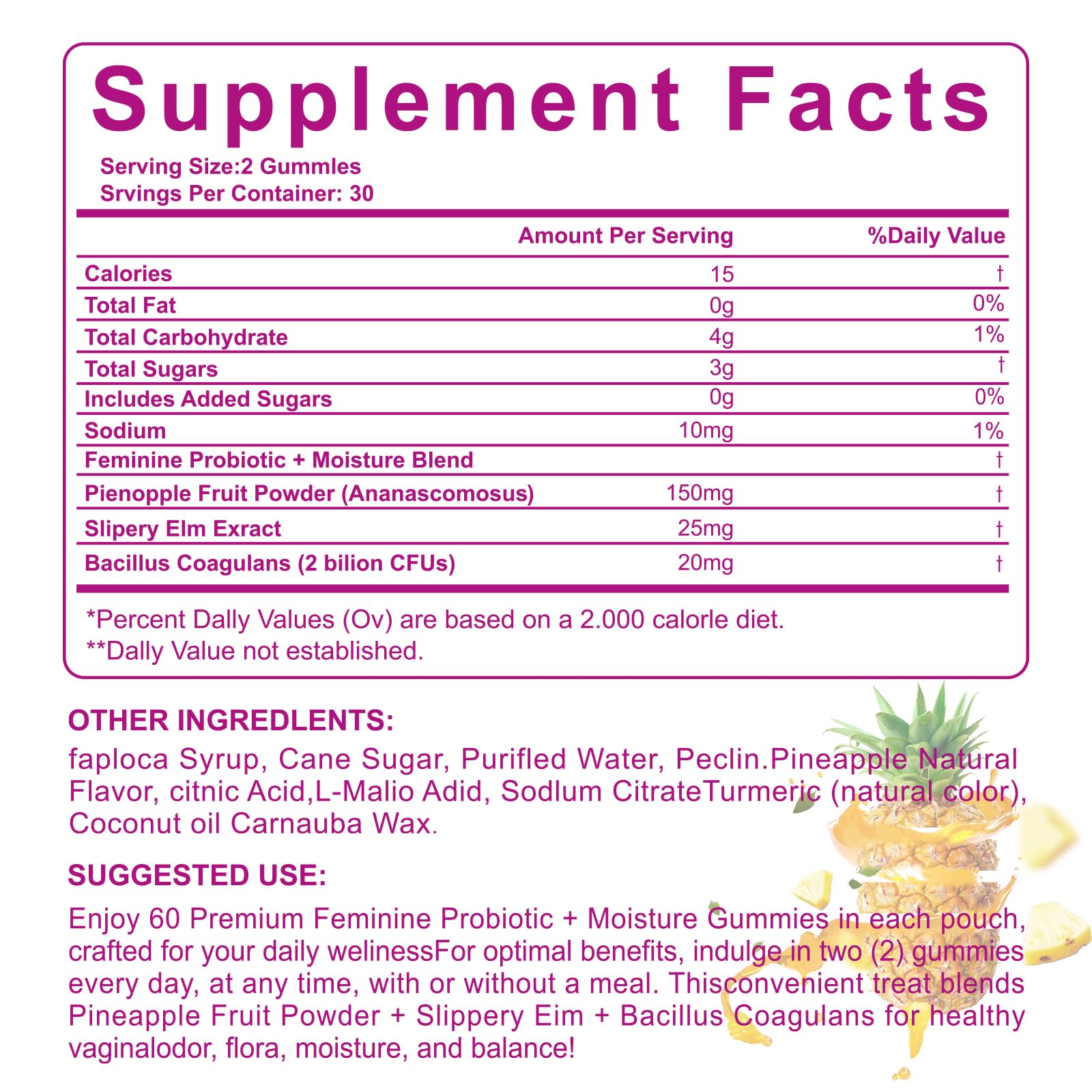 Close-up of Yalei Slippery Kitty Gummies showing pineapple flavor for daily use.