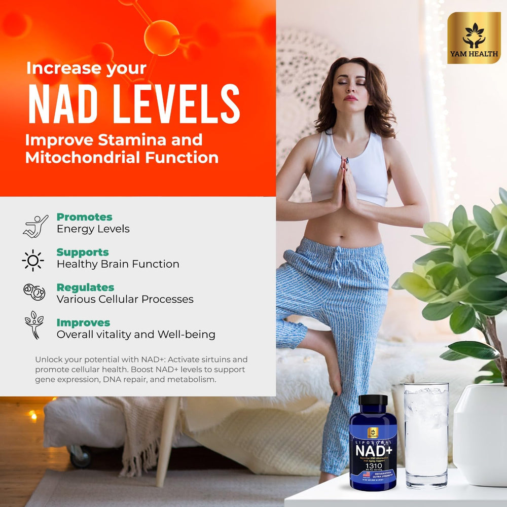 YAM Health Trans-Resveratrol synergy visual suggests antioxidant support and healthy aging