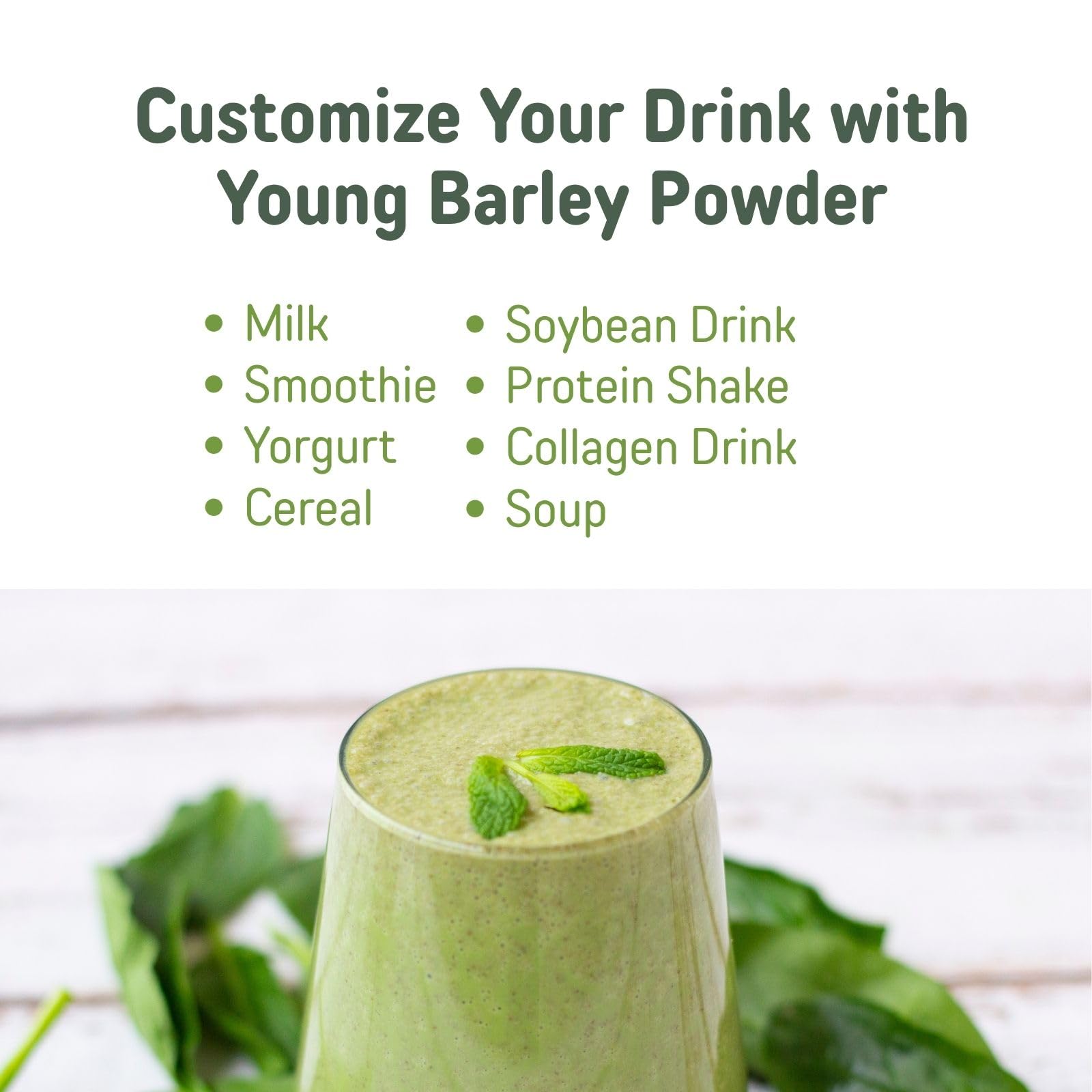YAMAK Kale Juice in a teacup for easy beverage mix