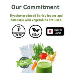 Yamamoto Kanpoh Yamakan barley grass juice mix shows vibrant green color