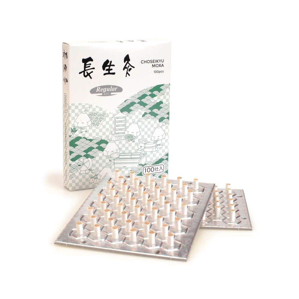Yamasho Chosei-Kyu-Ibuki Moxa box of 100 stick-on cylinders for easy use.