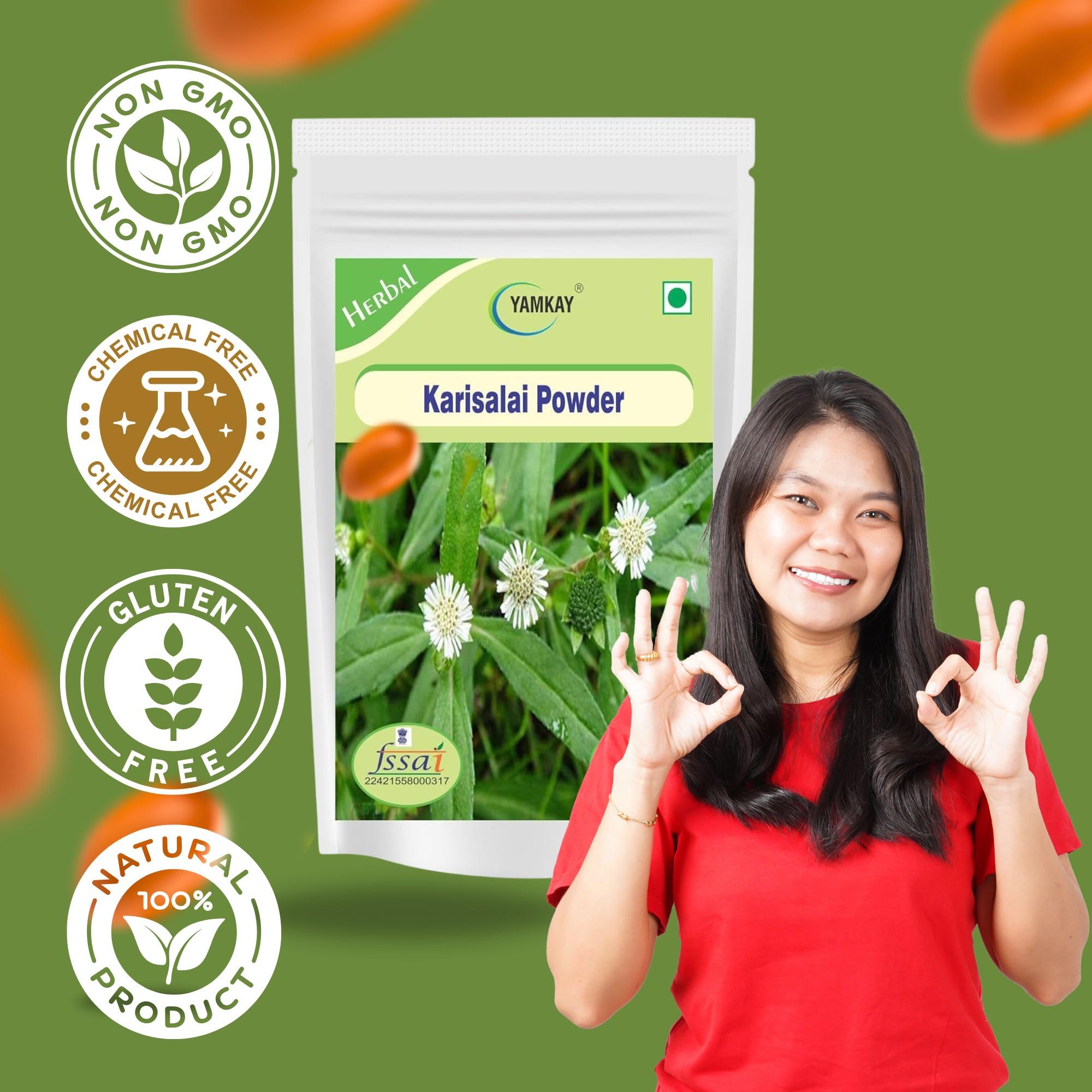 YAMKAY Karisalai leaf close-up showcasing natural texture for organic herbal care.