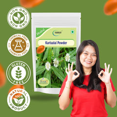 YAMKAY Karisalai leaf close-up showcasing natural texture for organic herbal care.