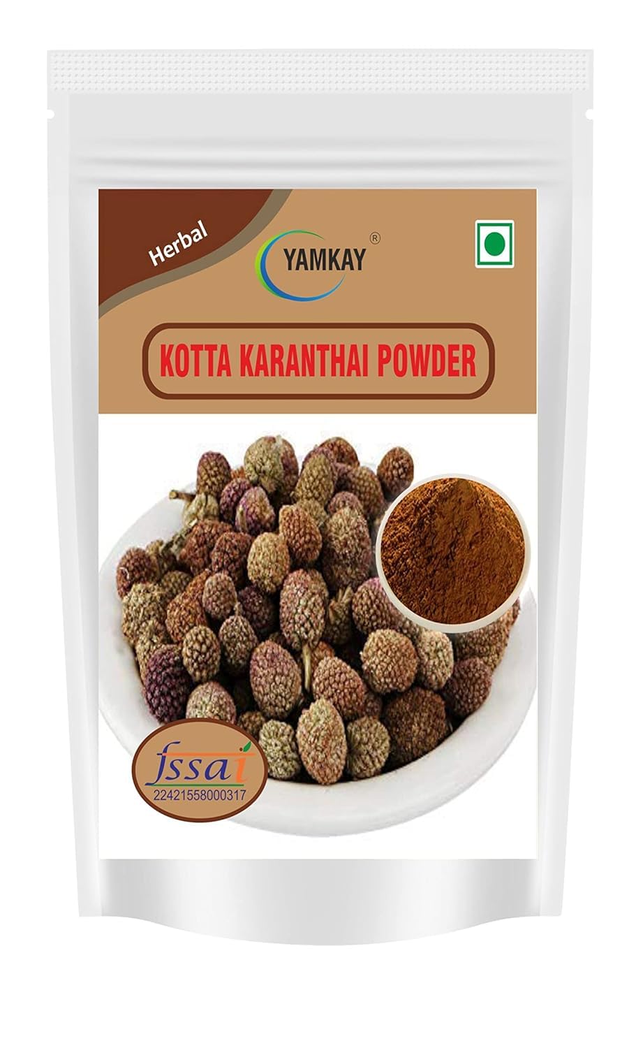 YAMKAY Kotta Karanthai powder pack front for Gorakhmundi purity and wellness