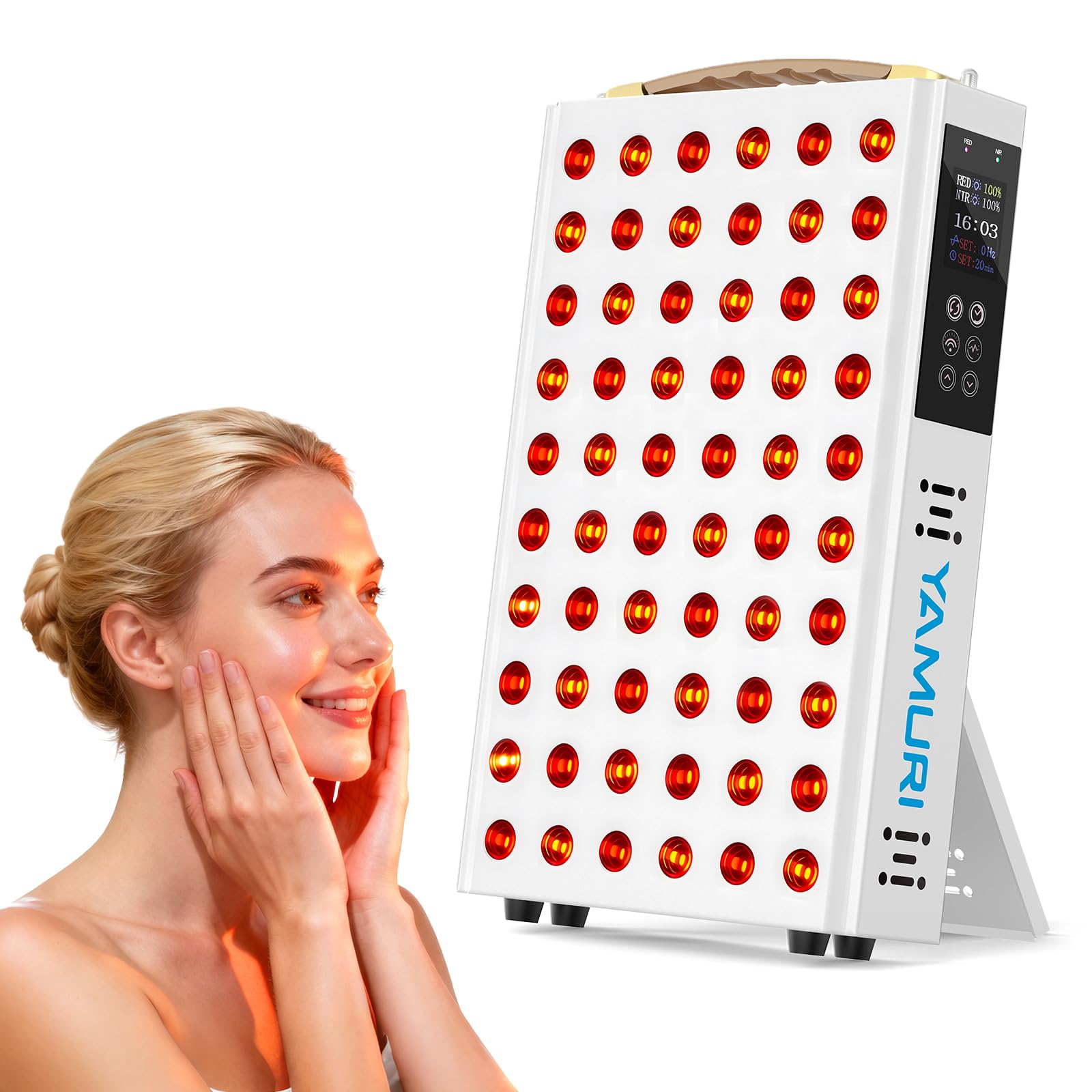 YAMURI 110W red light panel on face and body setup for home therapy