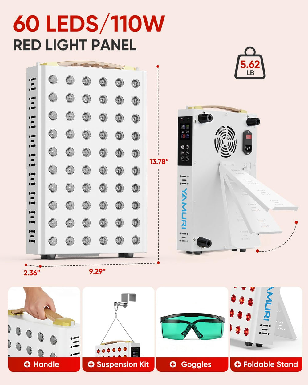 Wide coverage of the YAMURI 110W panel for efficient sessions
